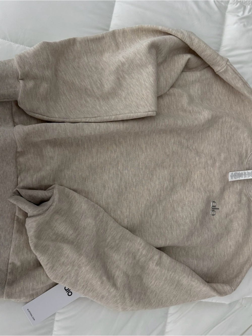 ALO Yoga Crewneck Sweatshirt in Oatmeal Heather - Picture 4 of 4